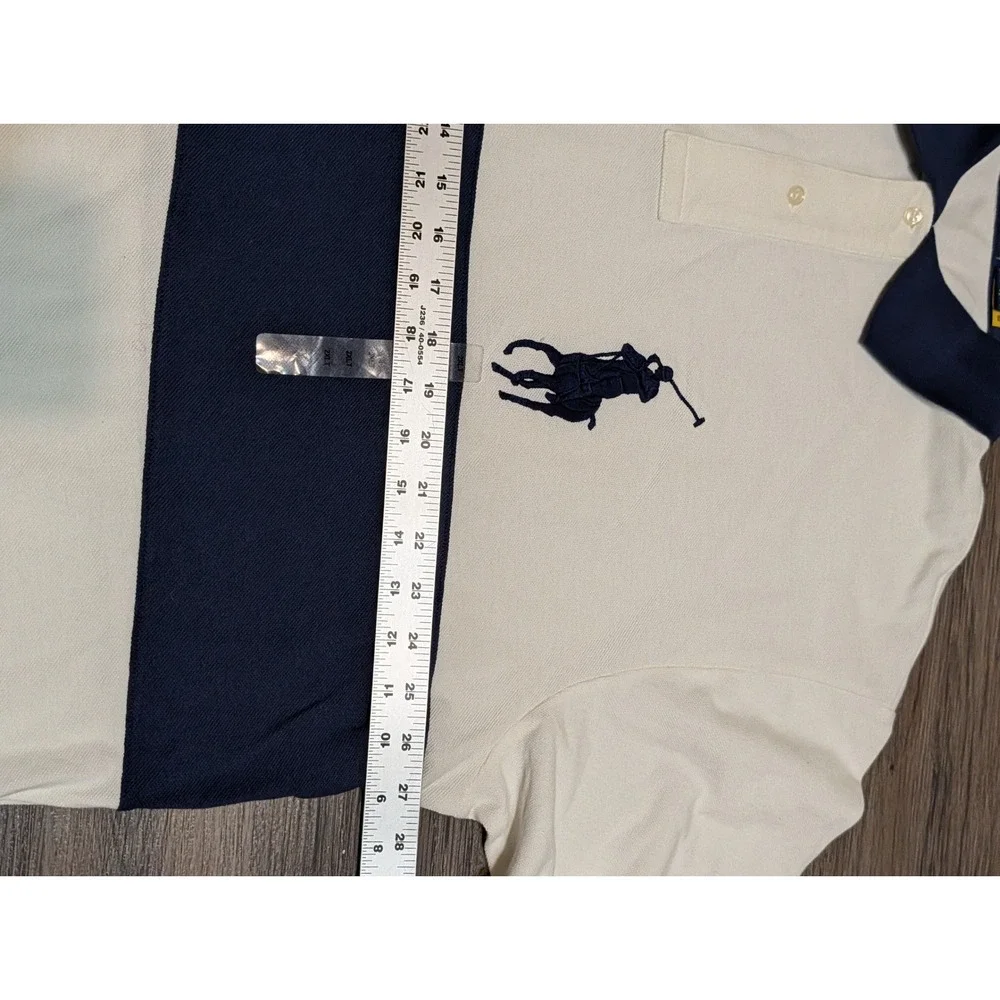 Polo Ralph Lauren Yacht Club Marine Tour Big Pony Polo Shirt Cream Navy 2XLT
